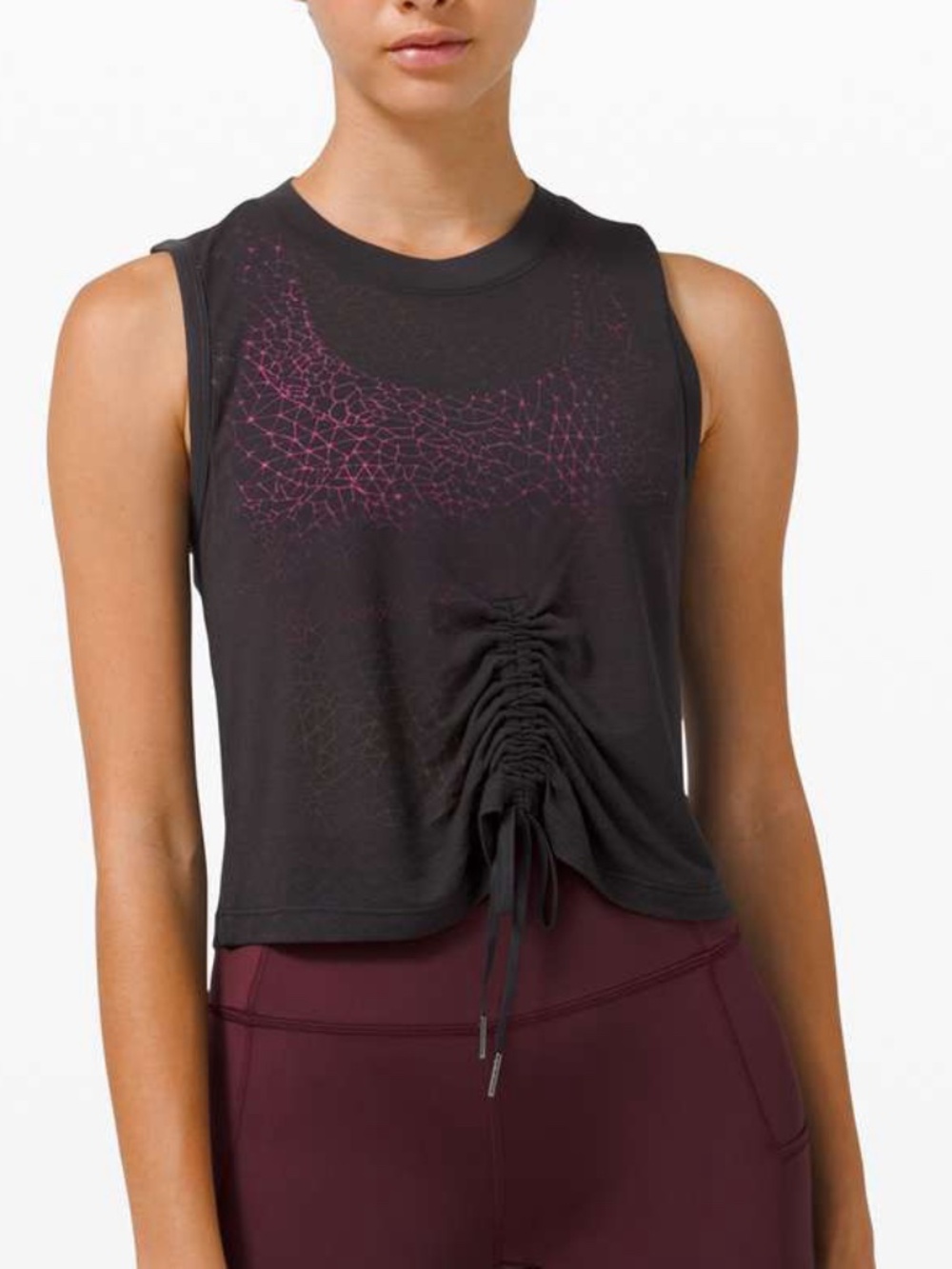 Brand New Lululemon Black "Cinch Me Up Front Tank *VEIL" Size 4